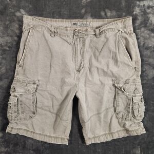 BKE Athletic Fit Cargo Shorts Gray Ripstop Size 36 With 10" Inseam